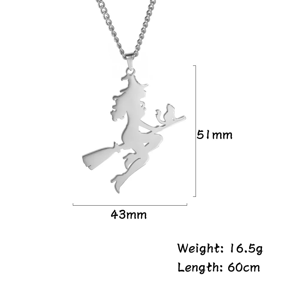 Skyrim Fairy Elf Pendant Necklace for Women Girls Angel Wings Moon Necklaces Stainless Steel Neck Chain Romantic Witch Jewelry