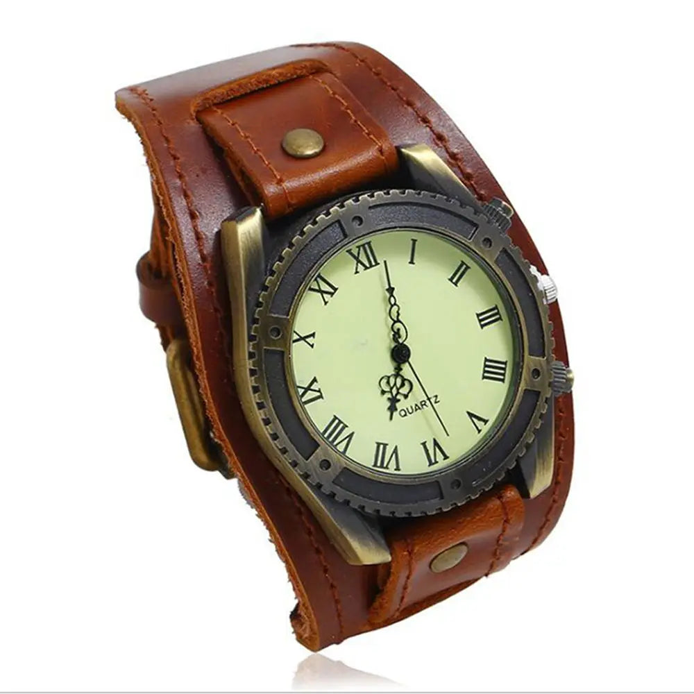 Hot Selling Vintage Cow Leather Bracelet Watch Men Women Wrist Watches Roman Numerals Casual Quartz Watch Relogio Feminino
