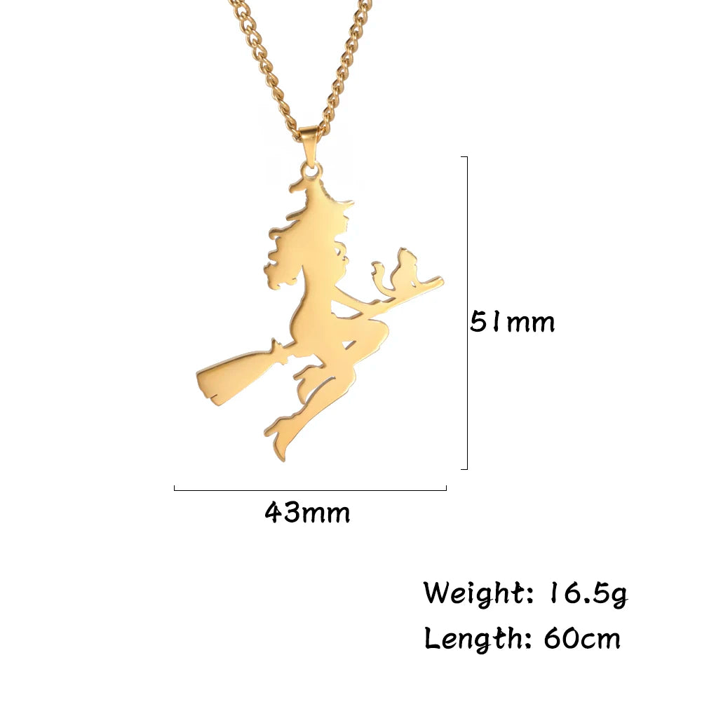 Skyrim Fairy Elf Pendant Necklace for Women Girls Angel Wings Moon Necklaces Stainless Steel Neck Chain Romantic Witch Jewelry