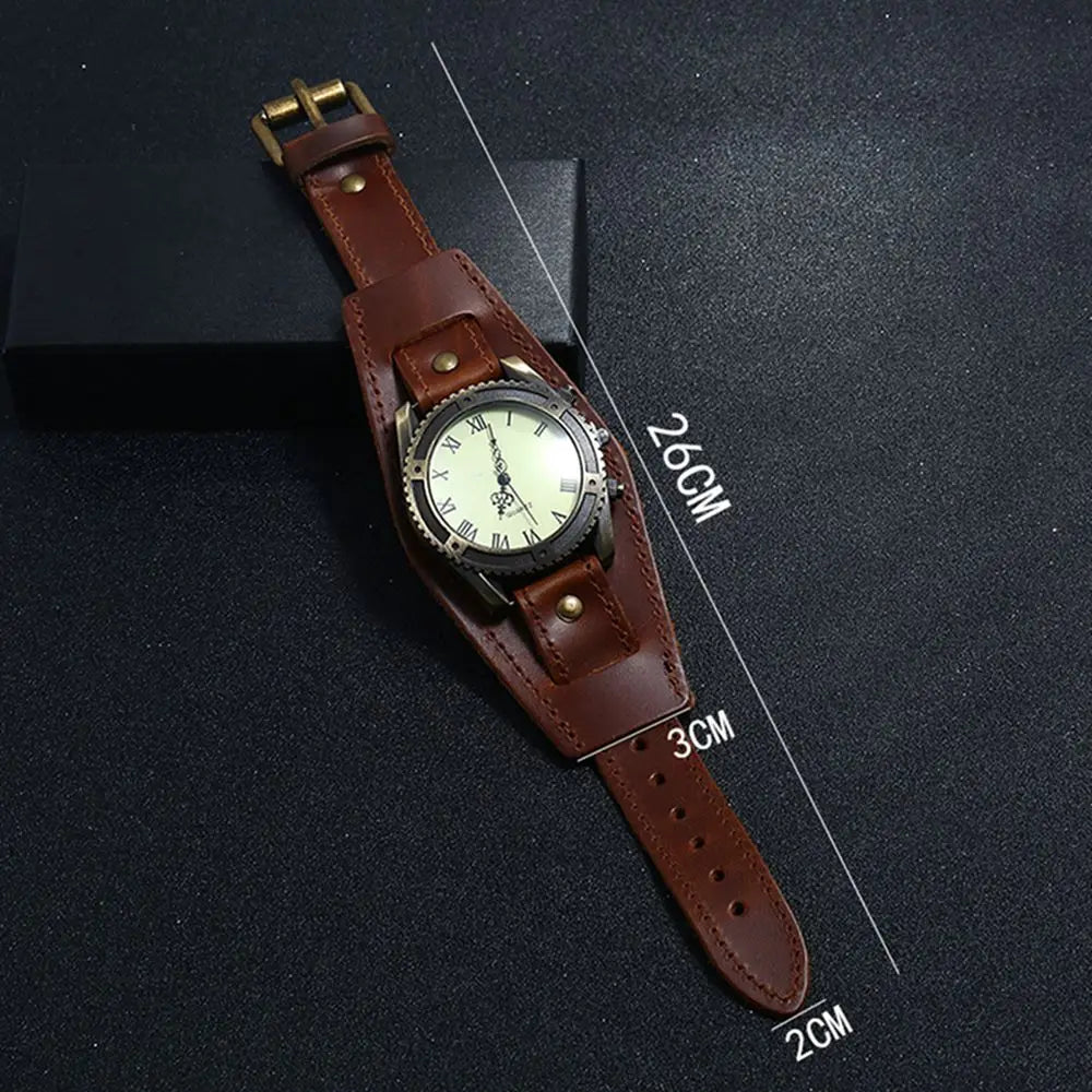 Hot Selling Vintage Cow Leather Bracelet Watch Men Women Wrist Watches Roman Numerals Casual Quartz Watch Relogio Feminino
