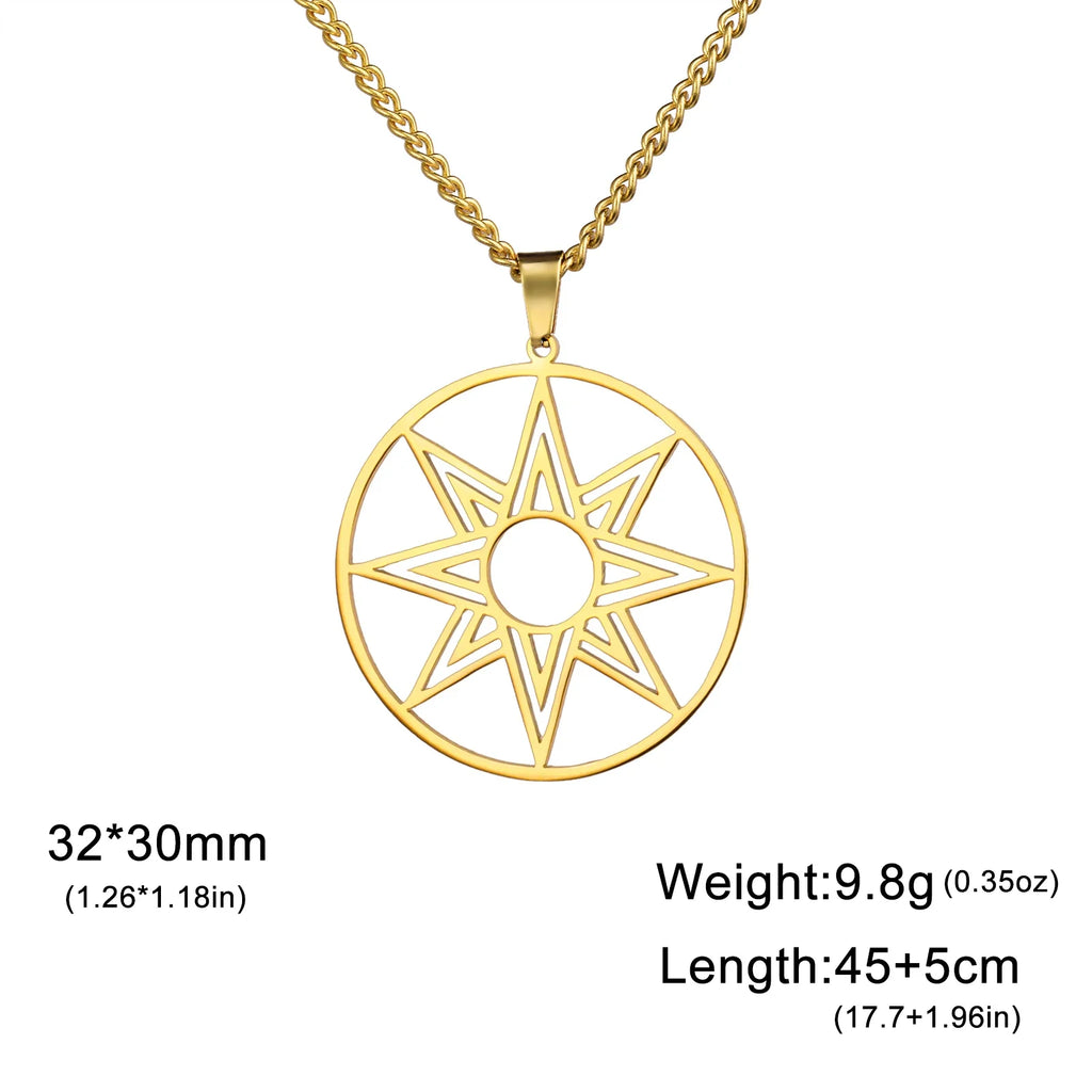 Skyrim Violin Love Rune Moon Octagonal Star Pendant Stainless Steel Necklace Women's Fashion Party Valentine's Day Gift Jewelry