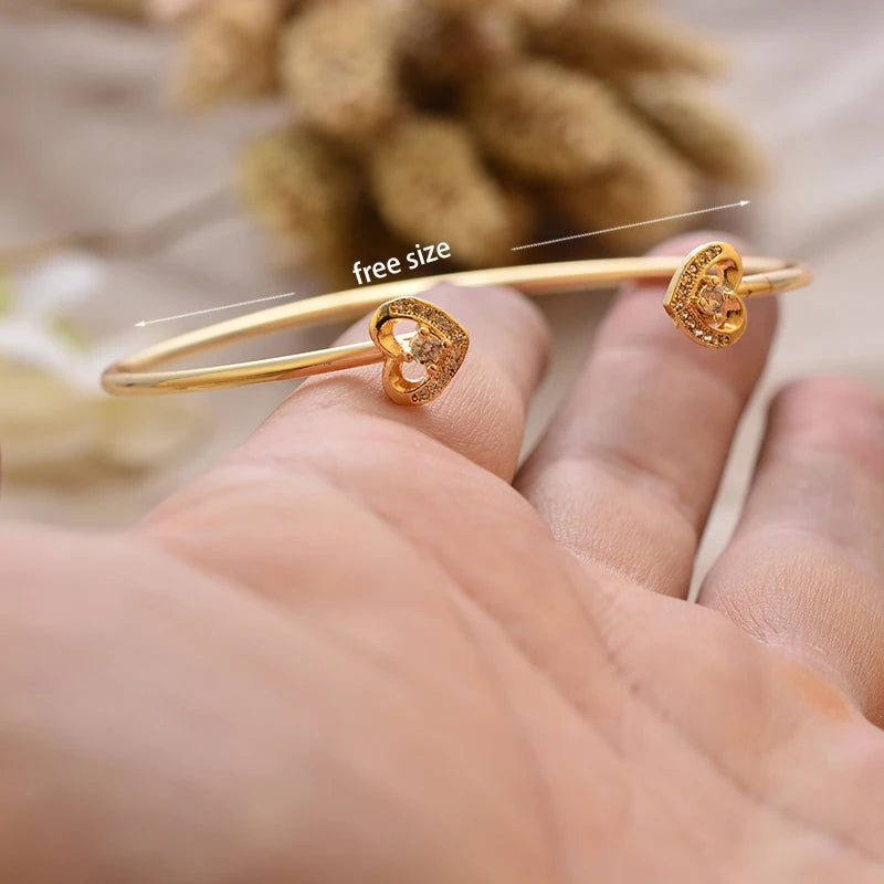 24K Gold Color Arabic Copper Bracelets for Women Men | Dubai Style Adjustable Openable Bangle | Hypoallergenic Unisex Fashion Je