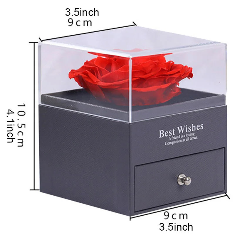 Permanent Rose Gift Box with Necklace, for Mom, Lover, Couple, Best Friend, Mother's Day, Christmas, New Year, Party, Birthday