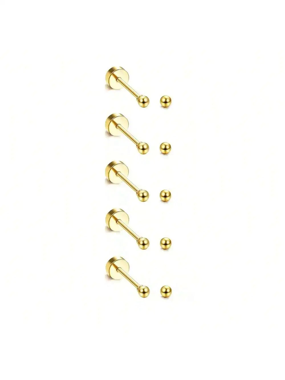 10 Pair 2mm Tiny Gold