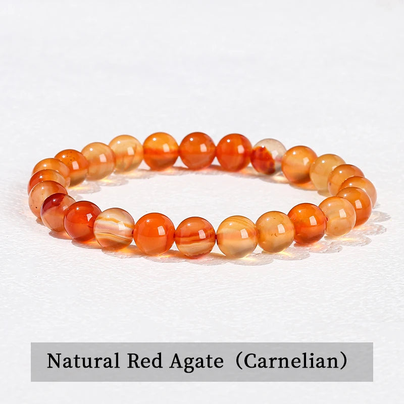 JD Natural Stone Beads Bracelet Amethyst Tiger Eye Crystal Quartz Agate Gem Beads Bangles Women Men Reiki Healling Jewelry Gift
