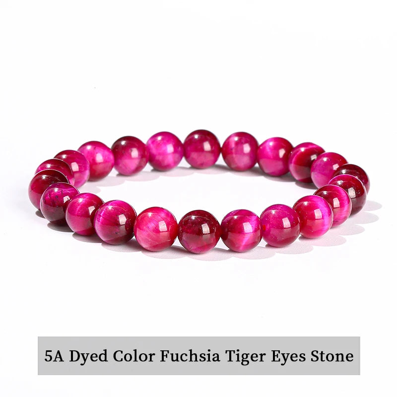 JD Natural Stone Beads Bracelet Amethyst Tiger Eye Crystal Quartz Agate Gem Beads Bangles Women Men Reiki Healling Jewelry Gift