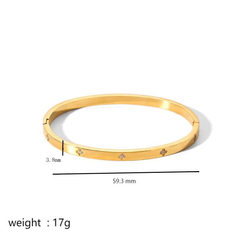 Fashion Minimalist Highlight Luxury 18k Gold Plated Geometric Bangles Tarnish Free Glossy Stainless Steel Bangle For Women Gifts