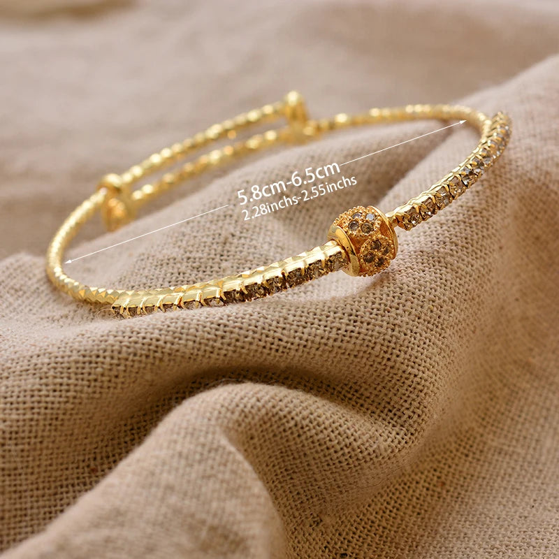 24K Gold Color Arabic Copper Bracelets for Women Men | Dubai Style Adjustable Openable Bangle | Hypoallergenic Unisex Fashion Je
