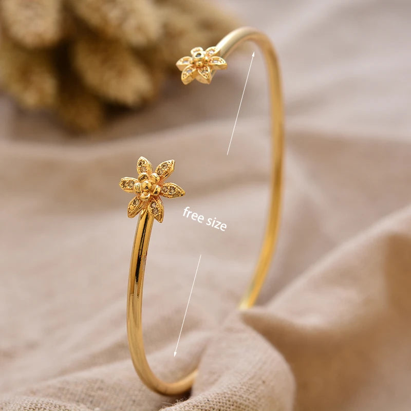 24K Gold Color Arabic Copper Bracelets for Women Men | Dubai Style Adjustable Openable Bangle | Hypoallergenic Unisex Fashion Je