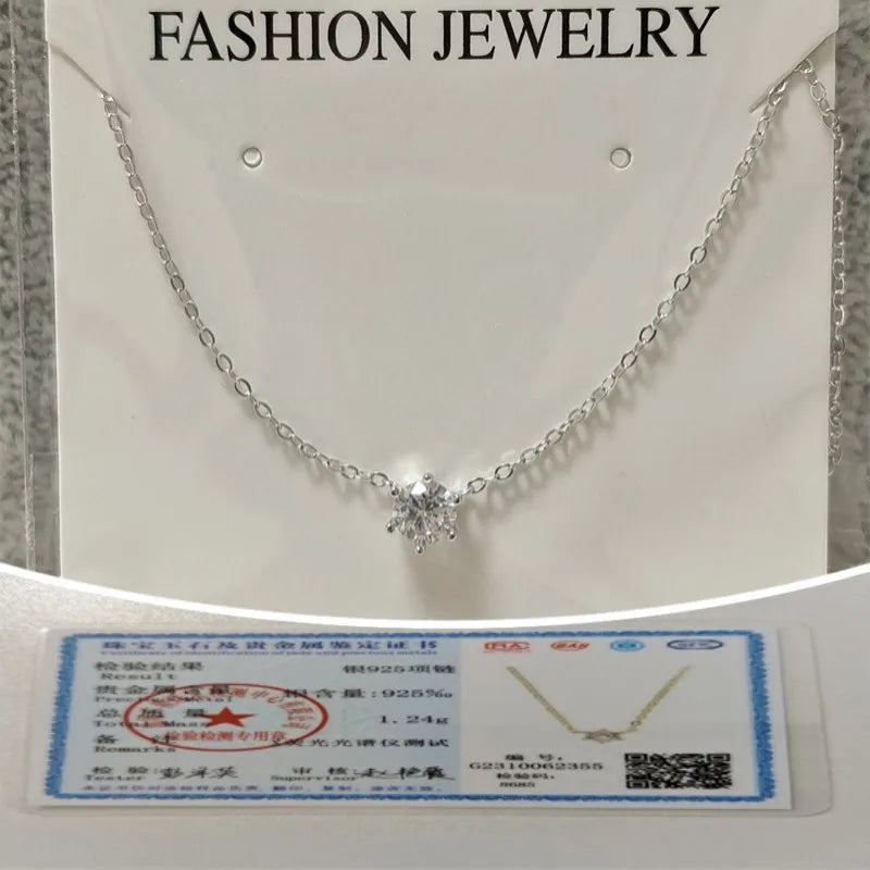 Somilia 925 Sterling Silver Necklace For Women 18K Rose gold Plated 5A Zircon Pendant Necklace Real Money Fine Jewelry Moms Gift