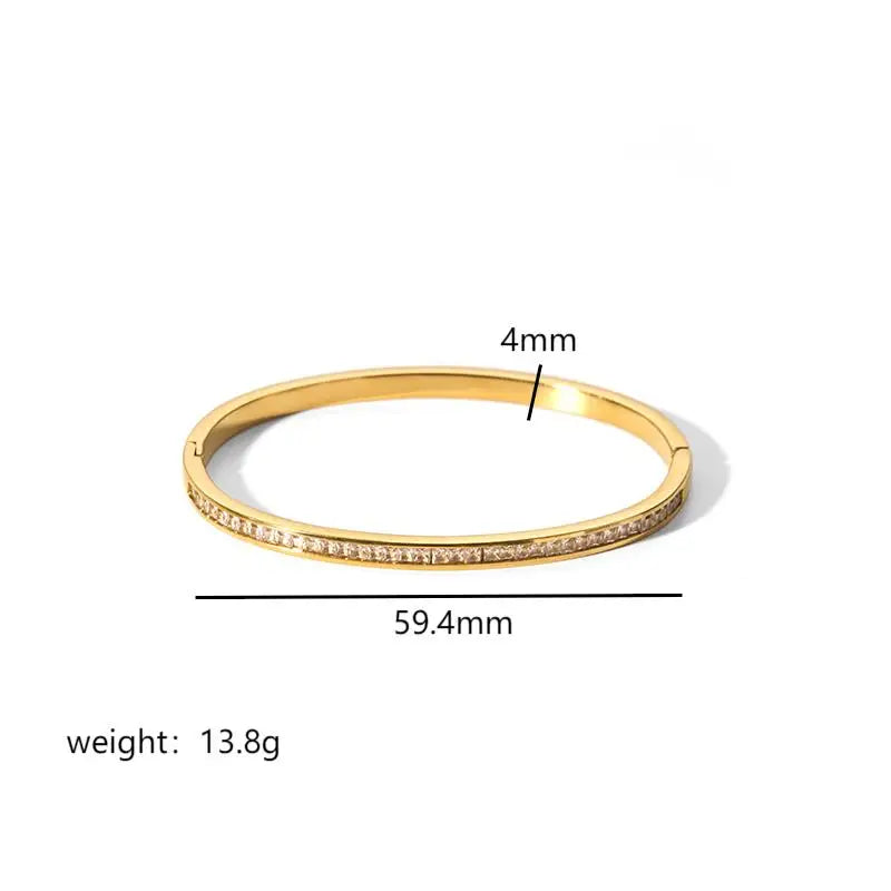 Fashion Minimalist Highlight Luxury 18k Gold Plated Geometric Bangles Tarnish Free Glossy Stainless Steel Bangle For Women Gifts