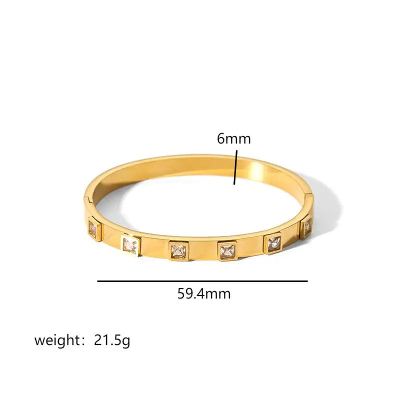 Fashion Minimalist Highlight Luxury 18k Gold Plated Geometric Bangles Tarnish Free Glossy Stainless Steel Bangle For Women Gifts