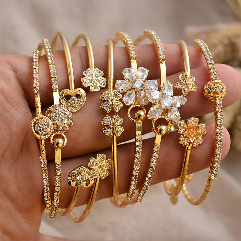 24K Gold Color Arabic Copper Bracelets for Women Men | Dubai Style Adjustable Openable Bangle | Hypoallergenic Unisex Fashion Je