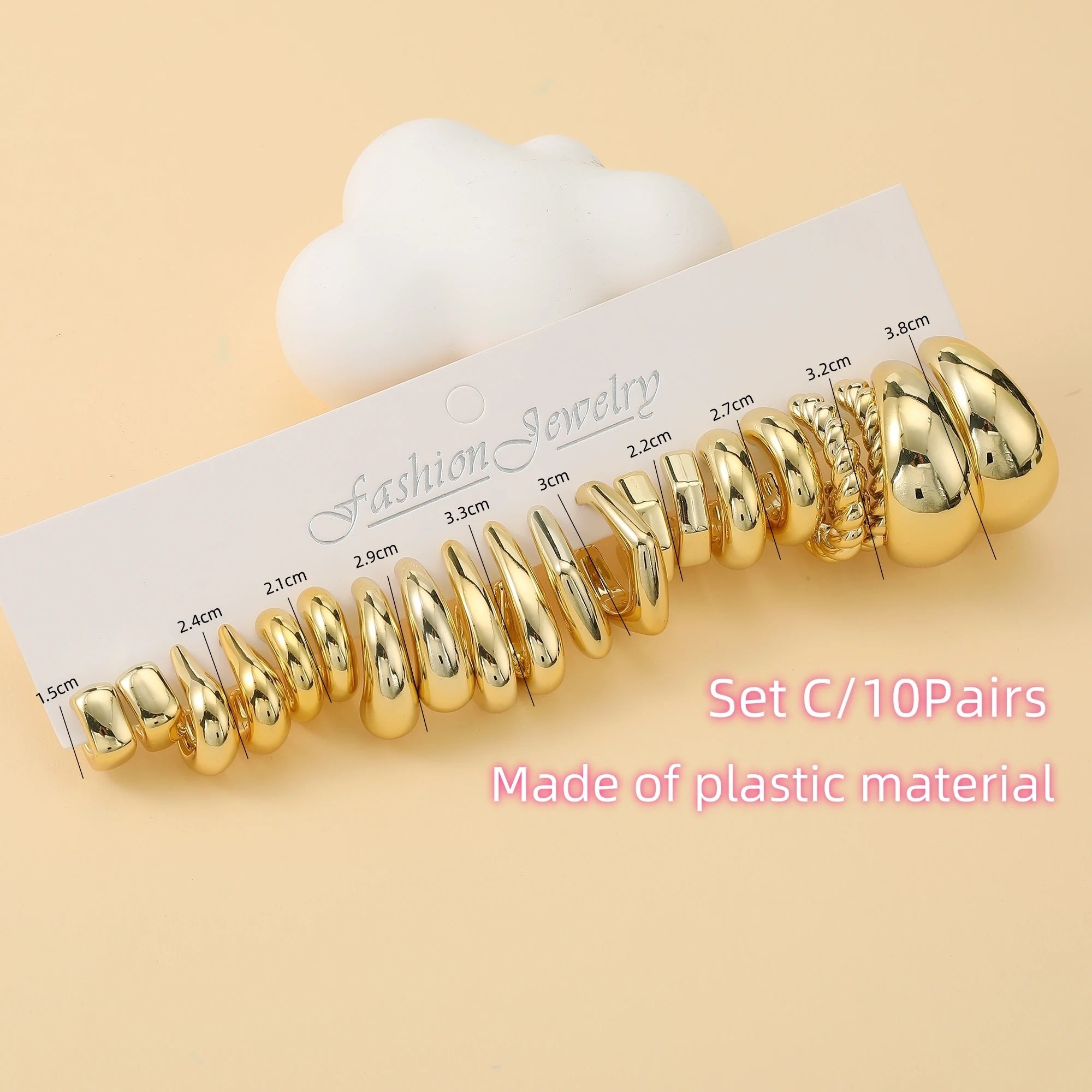 10Pairs/40Pairs The Latest Fashion in Europe and America,Plastic Material With Golden-Plating,Ladies' Best-selling Earrings