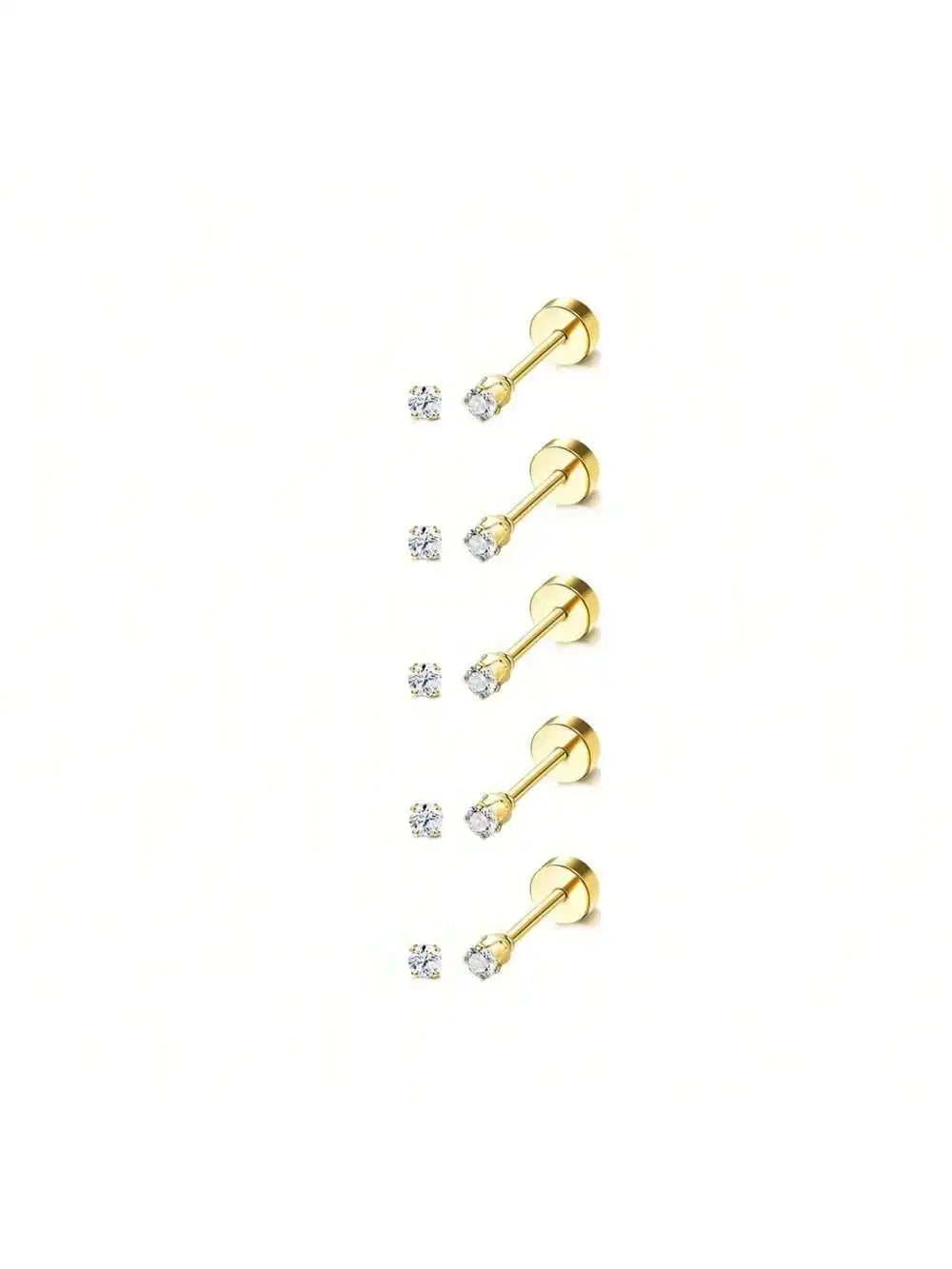 10 Pair 2mm Tiny Gold