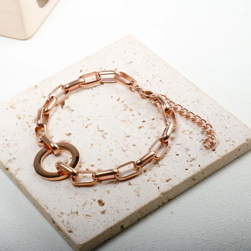 Stainless Steel Heart or Round Pendant Chain Bracelet jewelry