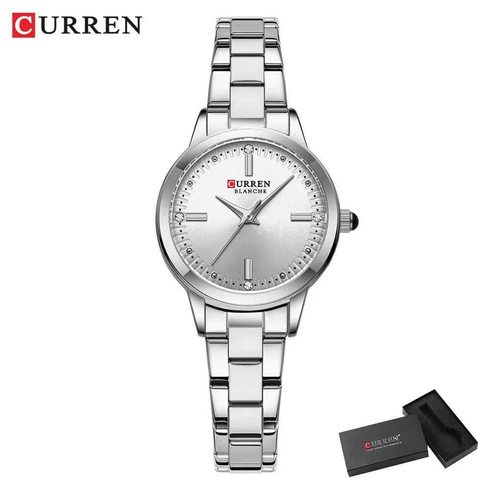 CURREN Women's Watches Fashion Original Quartz Wrist Watch for Ladies Roman Dial Dazzling Diamond Waterproof Luminous Luxury New