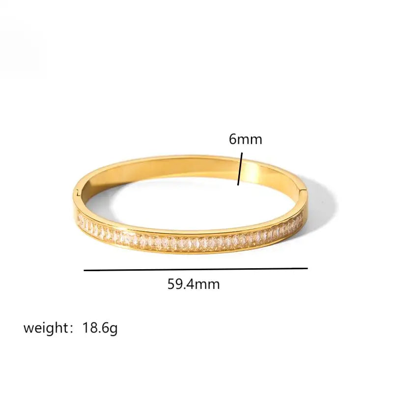 Fashion Minimalist Highlight Luxury 18k Gold Plated Geometric Bangles Tarnish Free Glossy Stainless Steel Bangle For Women Gifts