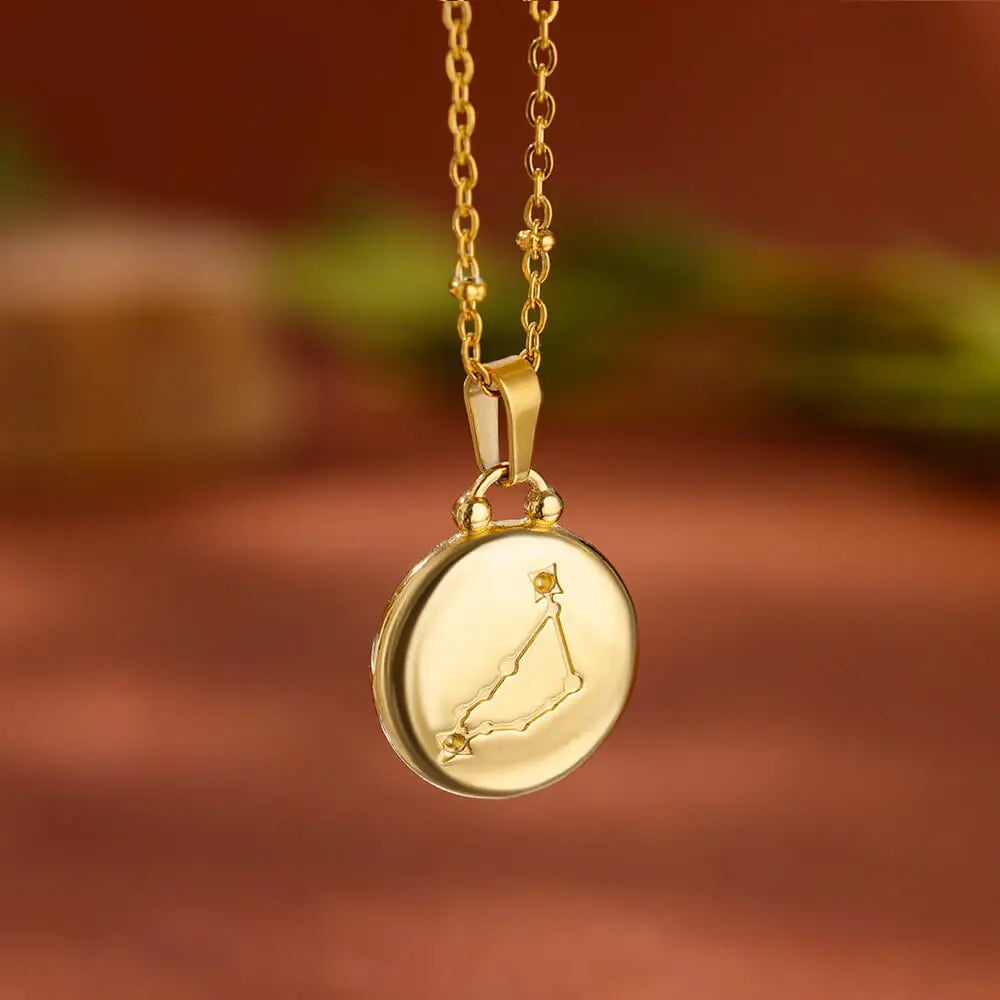 Vintage Drip Oil 12 Constellation Necklace For Women Gold Color Zodiac Sign Coin Pendant Necklace Stainless Steel Chain Jewelry