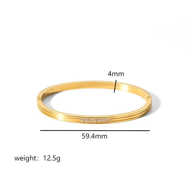 Fashion Minimalist Highlight Luxury 18k Gold Plated Geometric Bangles Tarnish Free Glossy Stainless Steel Bangle For Women Gifts