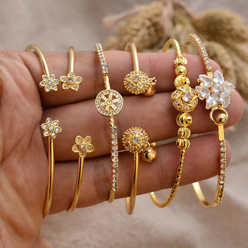 24K Gold Color Arabic Copper Bracelets for Women Men | Dubai Style Adjustable Openable Bangle | Hypoallergenic Unisex Fashion Je