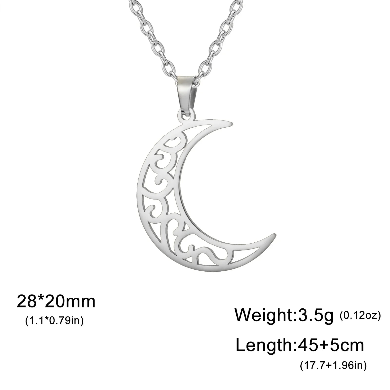Skyrim Violin Love Rune Moon Octagonal Star Pendant Stainless Steel Necklace Women's Fashion Party Valentine's Day Gift Jewelry