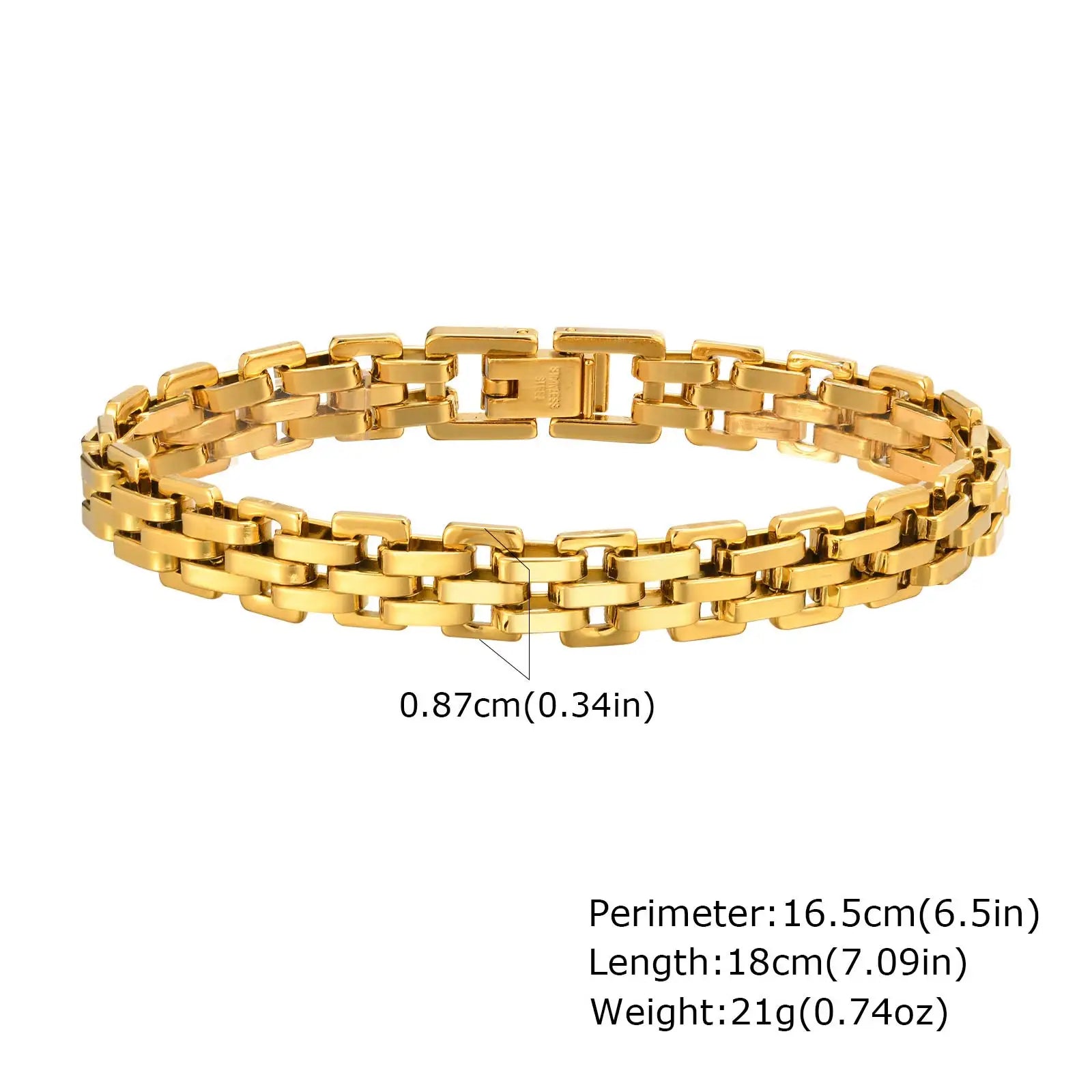 Prjewel Women's Watch Strap Bracelet Gold Color Stainless Steel Bracelet Fashion Party Waterproof Jewelry for Women Girl Gifts