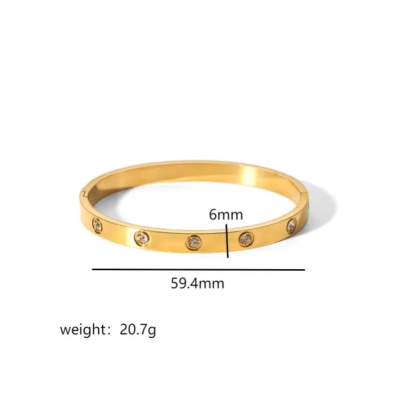 Fashion Minimalist Highlight Luxury 18k Gold Plated Geometric Bangles Tarnish Free Glossy Stainless Steel Bangle For Women Gifts