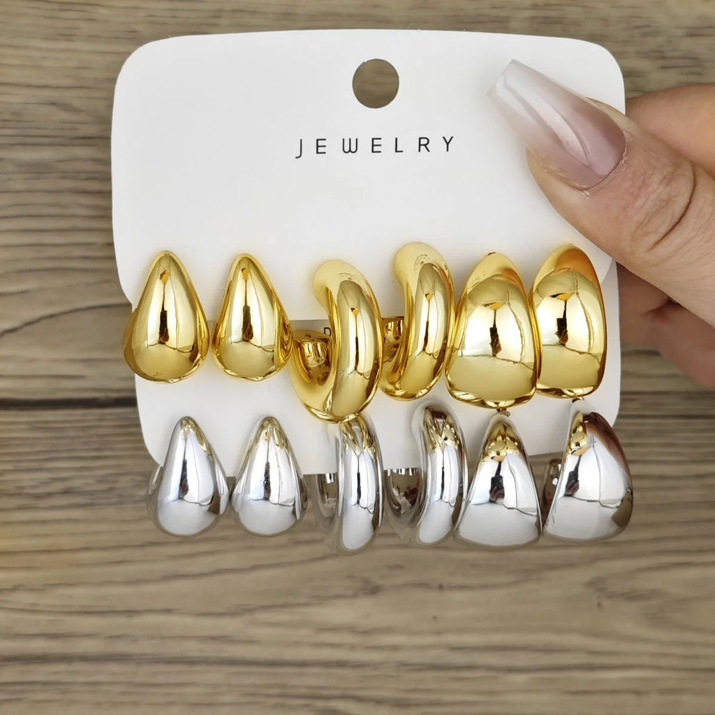 6pcs Chunky Gold Plated