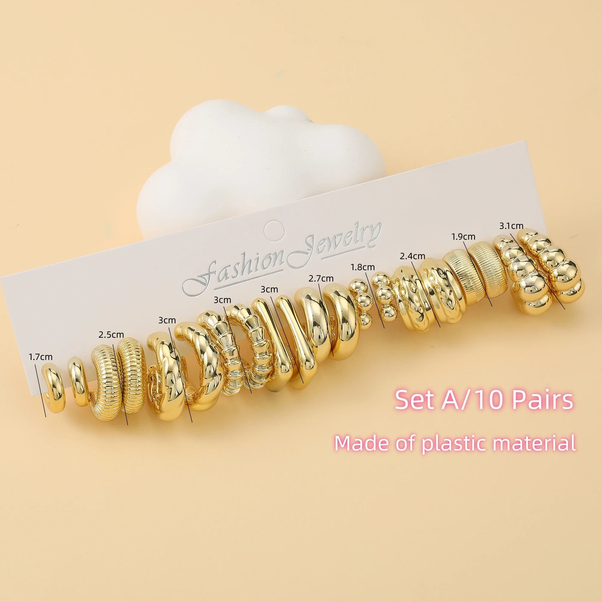 10Pairs/40Pairs The Latest Fashion in Europe and America,Plastic Material With Golden-Plating,Ladies' Best-selling Earrings