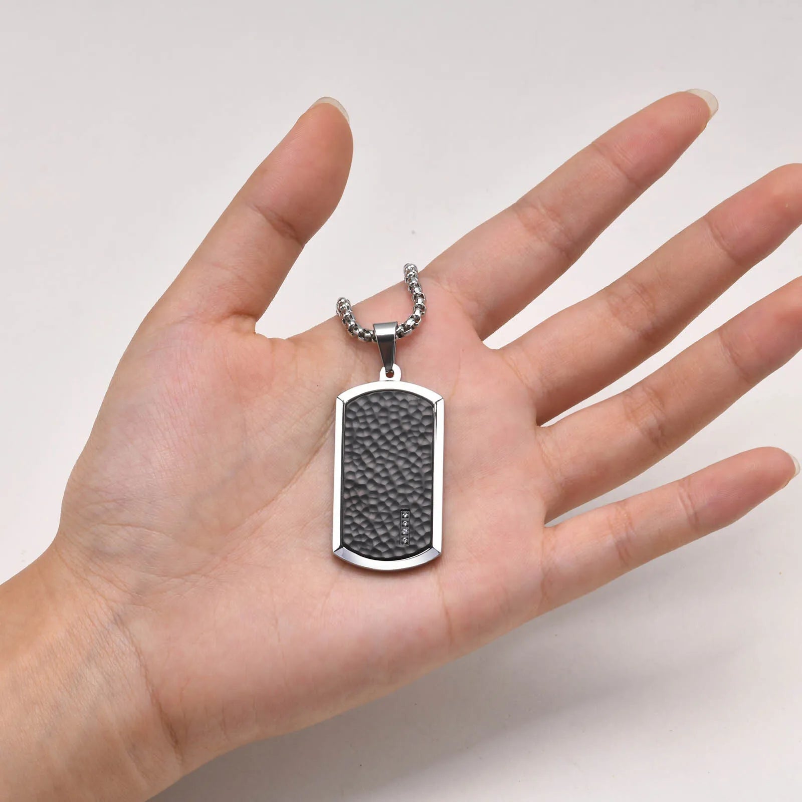 Stainless Steel Jewelry Dog Tag Man Necklace Pendant Geometric For  Wedding Birthday Party Mom Girlfriend Valentine's Day Gift