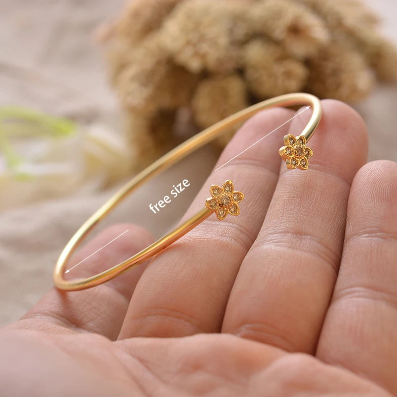 24K Gold Color Arabic Copper Bracelets for Women Men | Dubai Style Adjustable Openable Bangle | Hypoallergenic Unisex Fashion Je