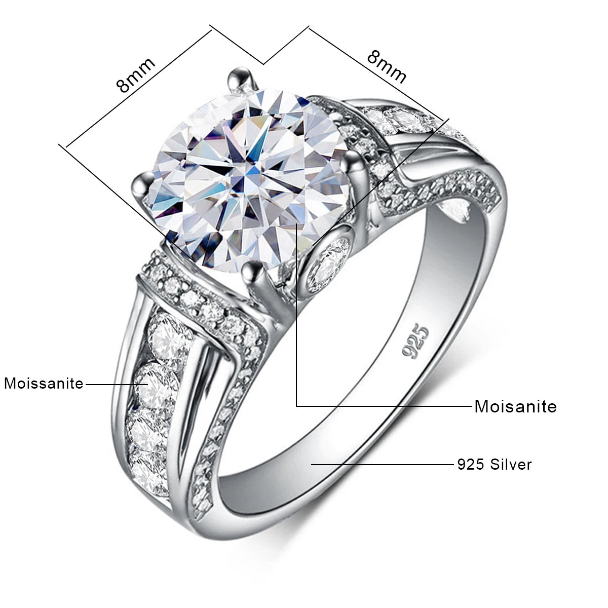 High Quality 2ct Moissanite Ring Solid 925 With Certificate Original Engagement Jewelry For Women Luxury Wedding Gifts New In
