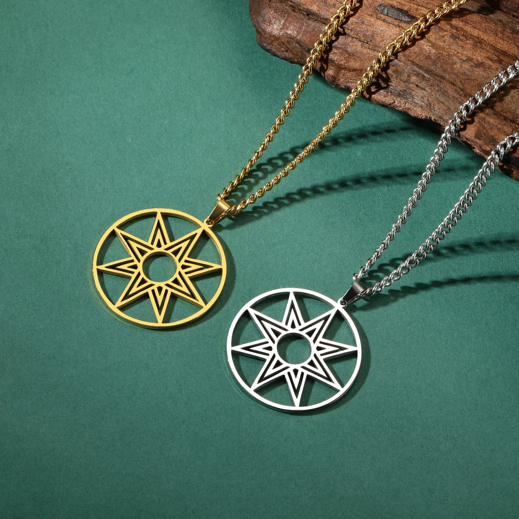 Skyrim Violin Love Rune Moon Octagonal Star Pendant Stainless Steel Necklace Women's Fashion Party Valentine's Day Gift Jewelry