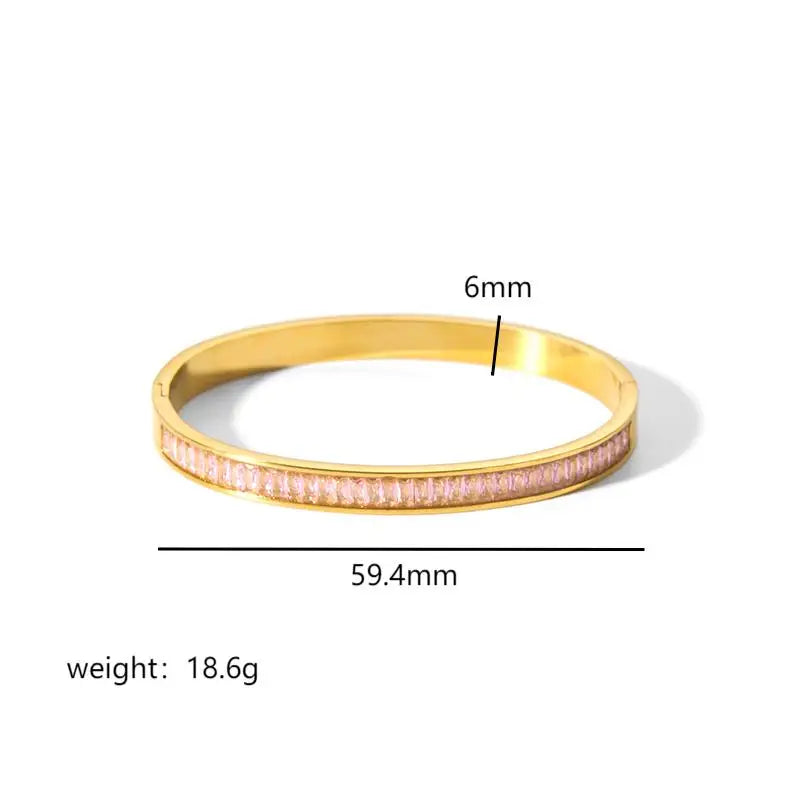 Fashion Minimalist Highlight Luxury 18k Gold Plated Geometric Bangles Tarnish Free Glossy Stainless Steel Bangle For Women Gifts