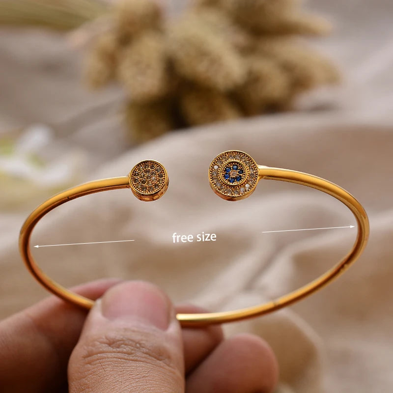 24K Gold Color Arabic Copper Bracelets for Women Men | Dubai Style Adjustable Openable Bangle | Hypoallergenic Unisex Fashion Je