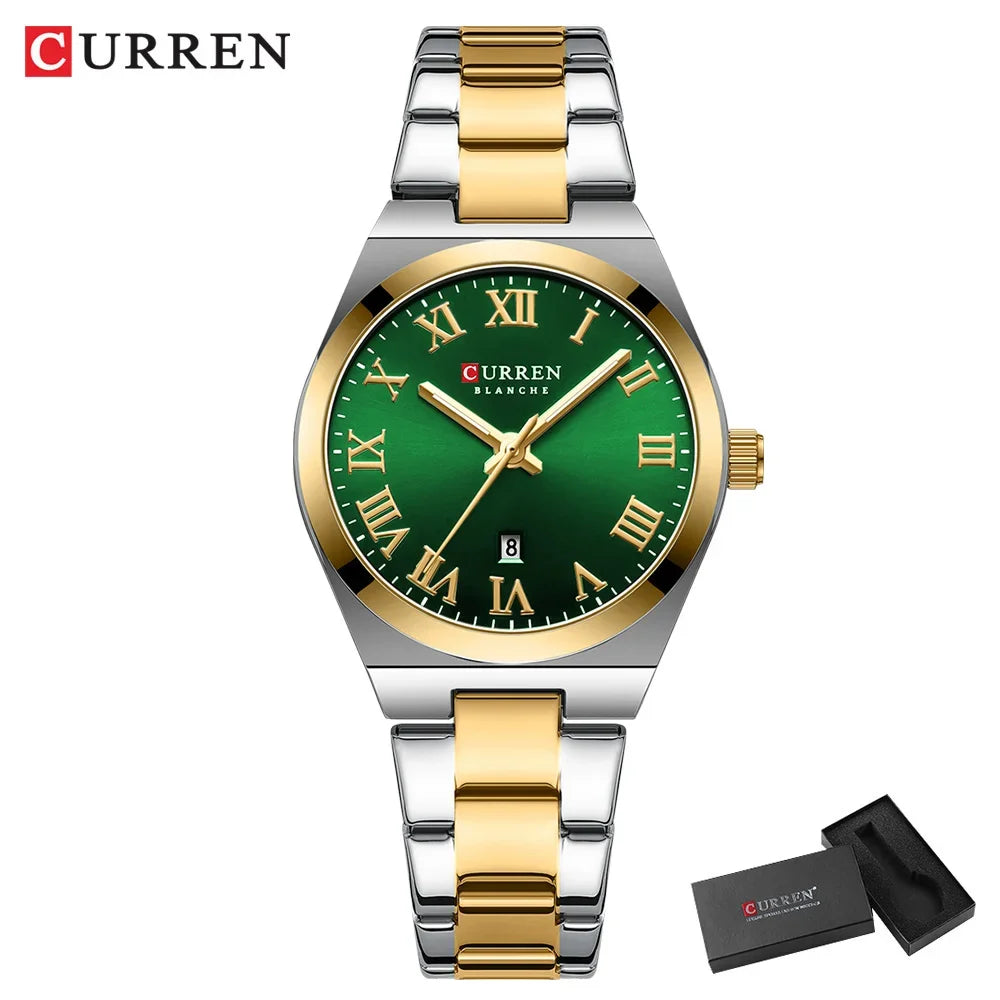 CURREN Watch Women,Watches for Women,Ladies Watches,Waterproof Fashion Dress Stainless Steel Bracelet Analog Watches Date