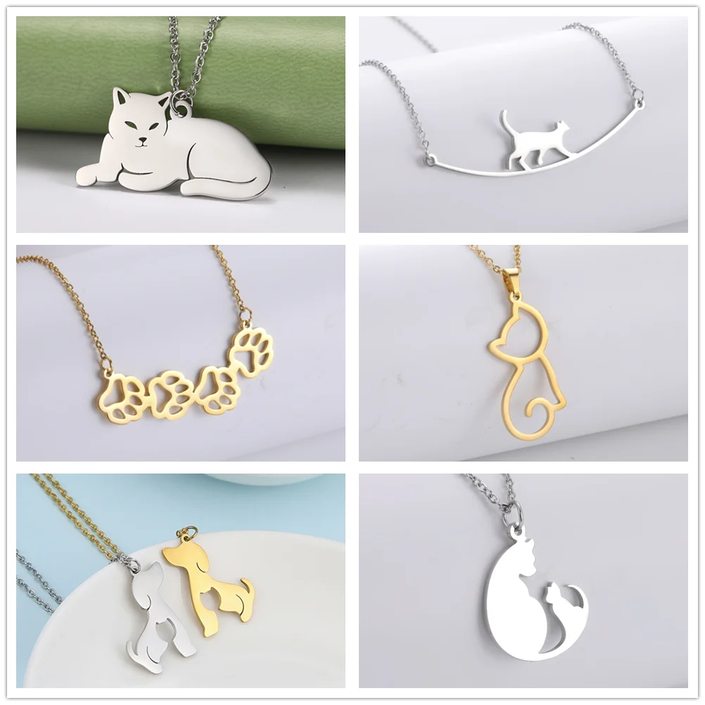 Cazador Cute Animal Cat Pendant Necklace for Women Girls Lovely Paw Choker Neck Chain Stainless Steel Jewelry Birthday Gift 2026