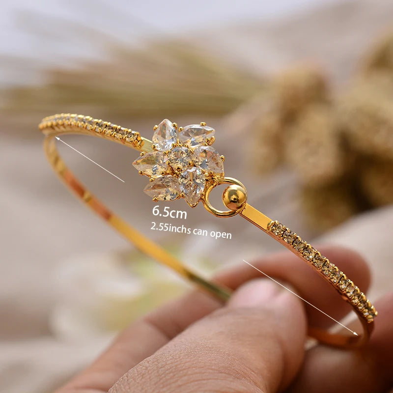 24K Gold Color Arabic Copper Bracelets for Women Men | Dubai Style Adjustable Openable Bangle | Hypoallergenic Unisex Fashion Je