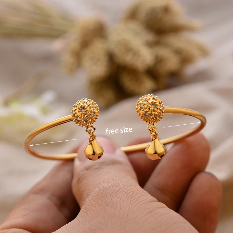 24K Gold Color Arabic Copper Bracelets for Women Men | Dubai Style Adjustable Openable Bangle | Hypoallergenic Unisex Fashion Je