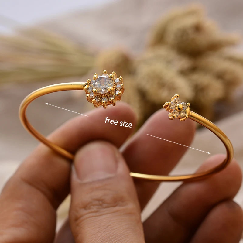 24K Gold Color Arabic Copper Bracelets for Women Men | Dubai Style Adjustable Openable Bangle | Hypoallergenic Unisex Fashion Je