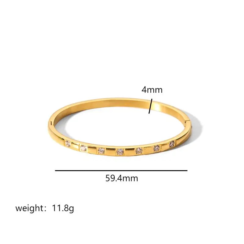 Fashion Minimalist Highlight Luxury 18k Gold Plated Geometric Bangles Tarnish Free Glossy Stainless Steel Bangle For Women Gifts