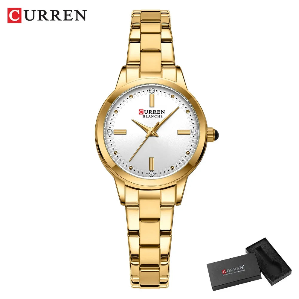 CURREN Women's Watches Fashion Original Quartz Wrist Watch for Ladies Roman Dial Dazzling Diamond Waterproof Luminous Luxury New