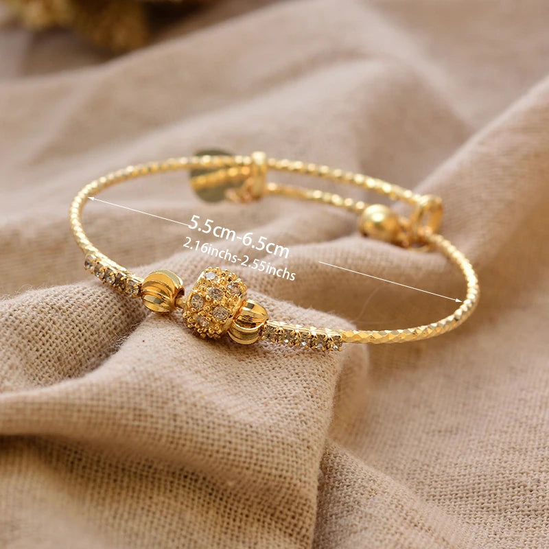 24K Gold Color Arabic Copper Bracelets for Women Men | Dubai Style Adjustable Openable Bangle | Hypoallergenic Unisex Fashion Je