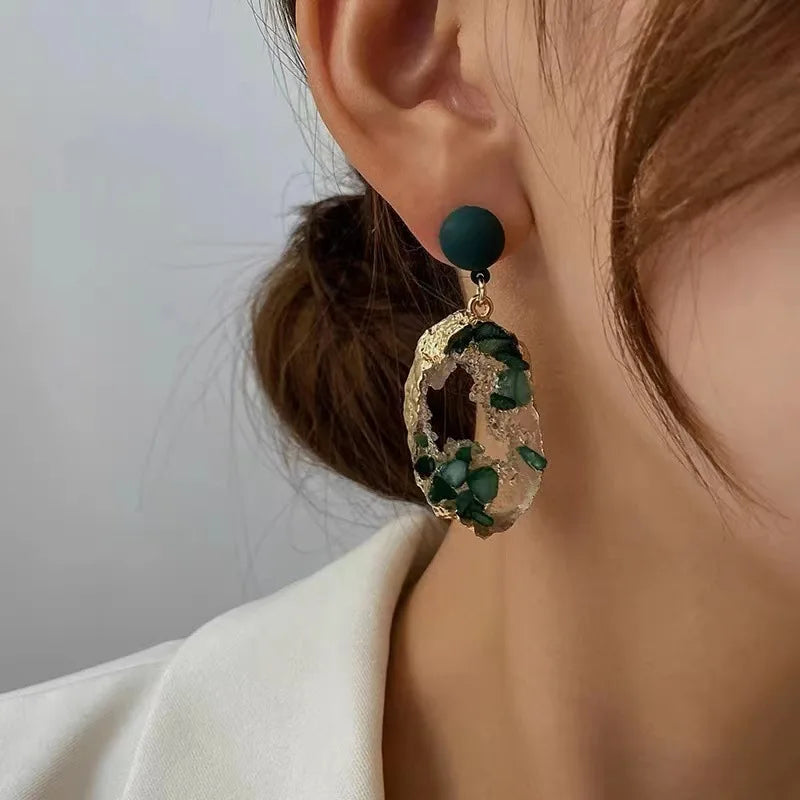 Emerald Irregular Earrings