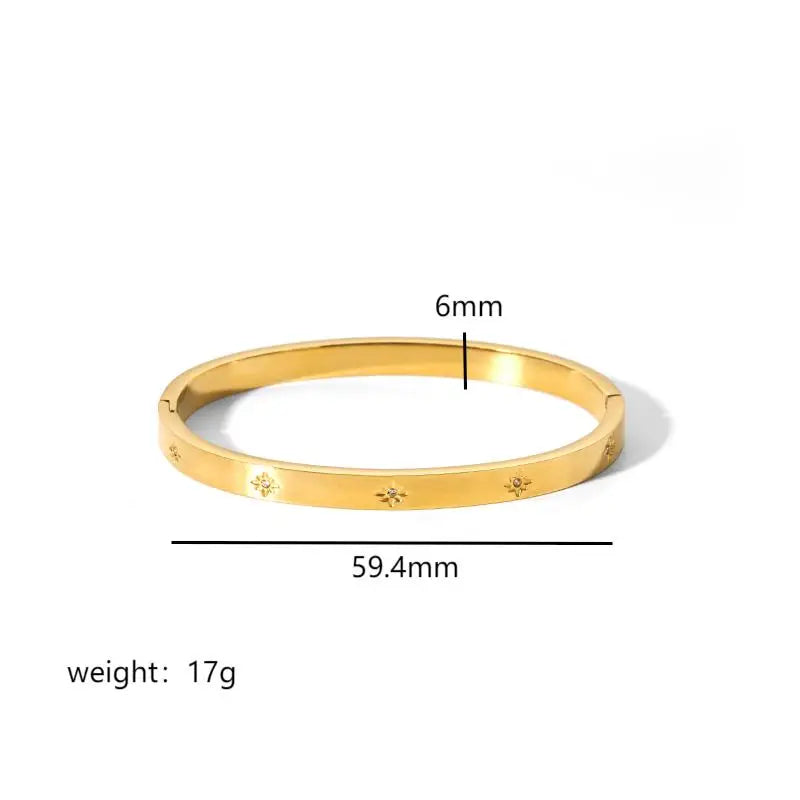 Fashion Minimalist Highlight Luxury 18k Gold Plated Geometric Bangles Tarnish Free Glossy Stainless Steel Bangle For Women Gifts