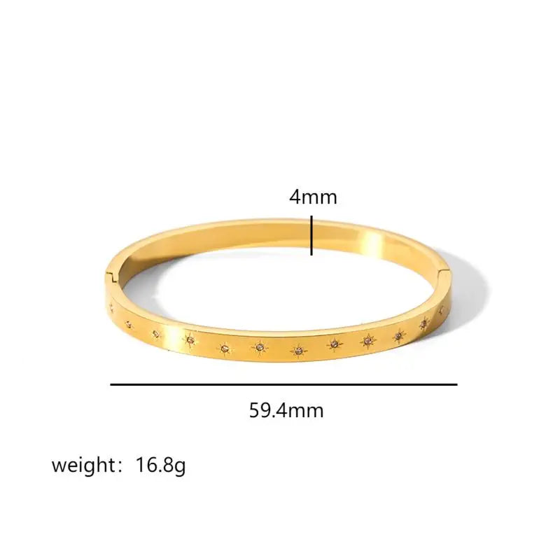 Fashion Minimalist Highlight Luxury 18k Gold Plated Geometric Bangles Tarnish Free Glossy Stainless Steel Bangle For Women Gifts