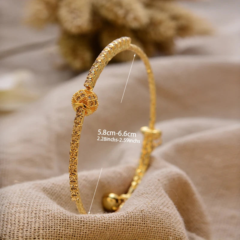 24K Gold Color Arabic Copper Bracelets for Women Men | Dubai Style Adjustable Openable Bangle | Hypoallergenic Unisex Fashion Je