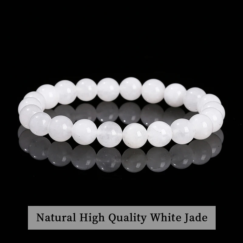JD Natural Stone Beads Bracelet Amethyst Tiger Eye Crystal Quartz Agate Gem Beads Bangles Women Men Reiki Healling Jewelry Gift