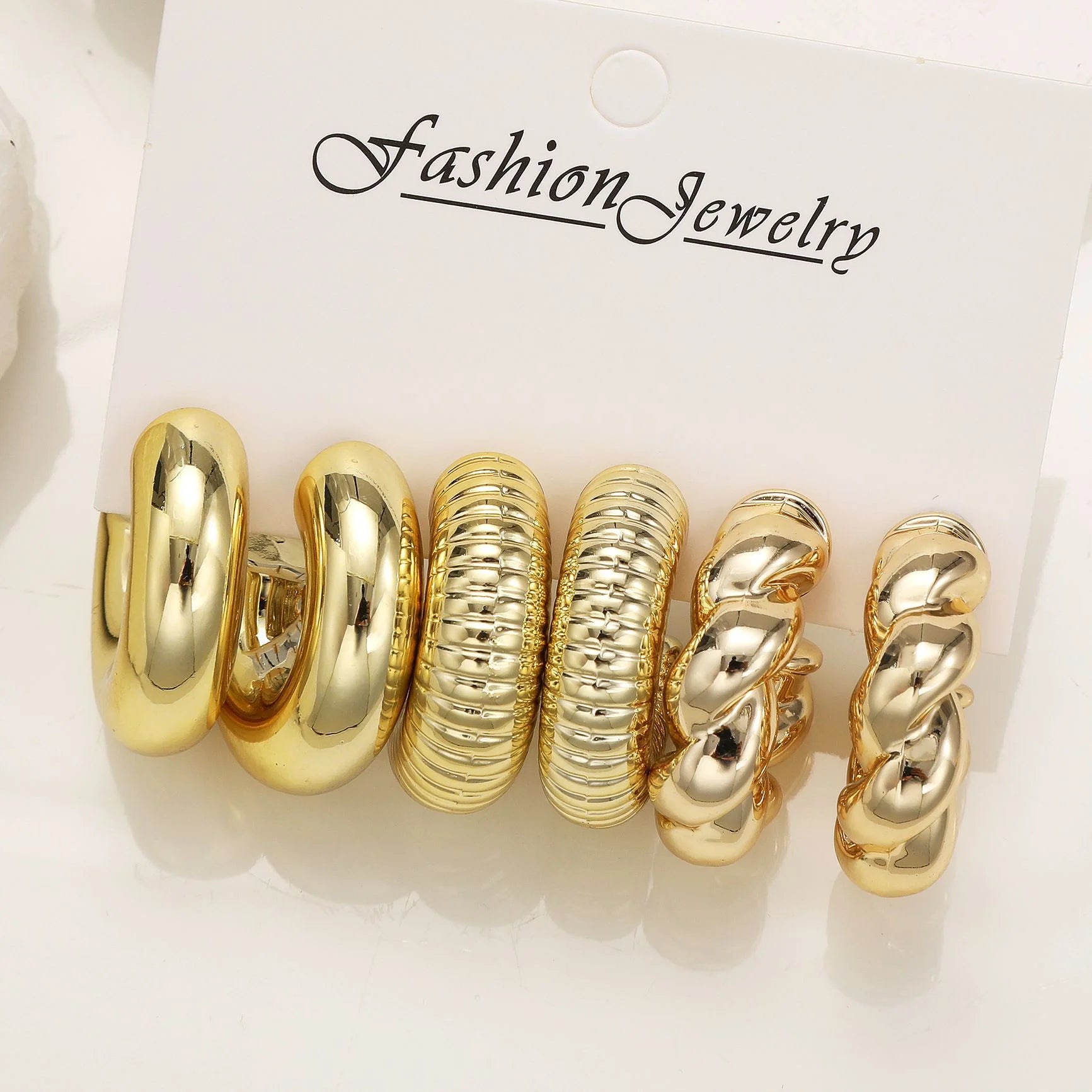 6pcs Chunky Gold Plated
